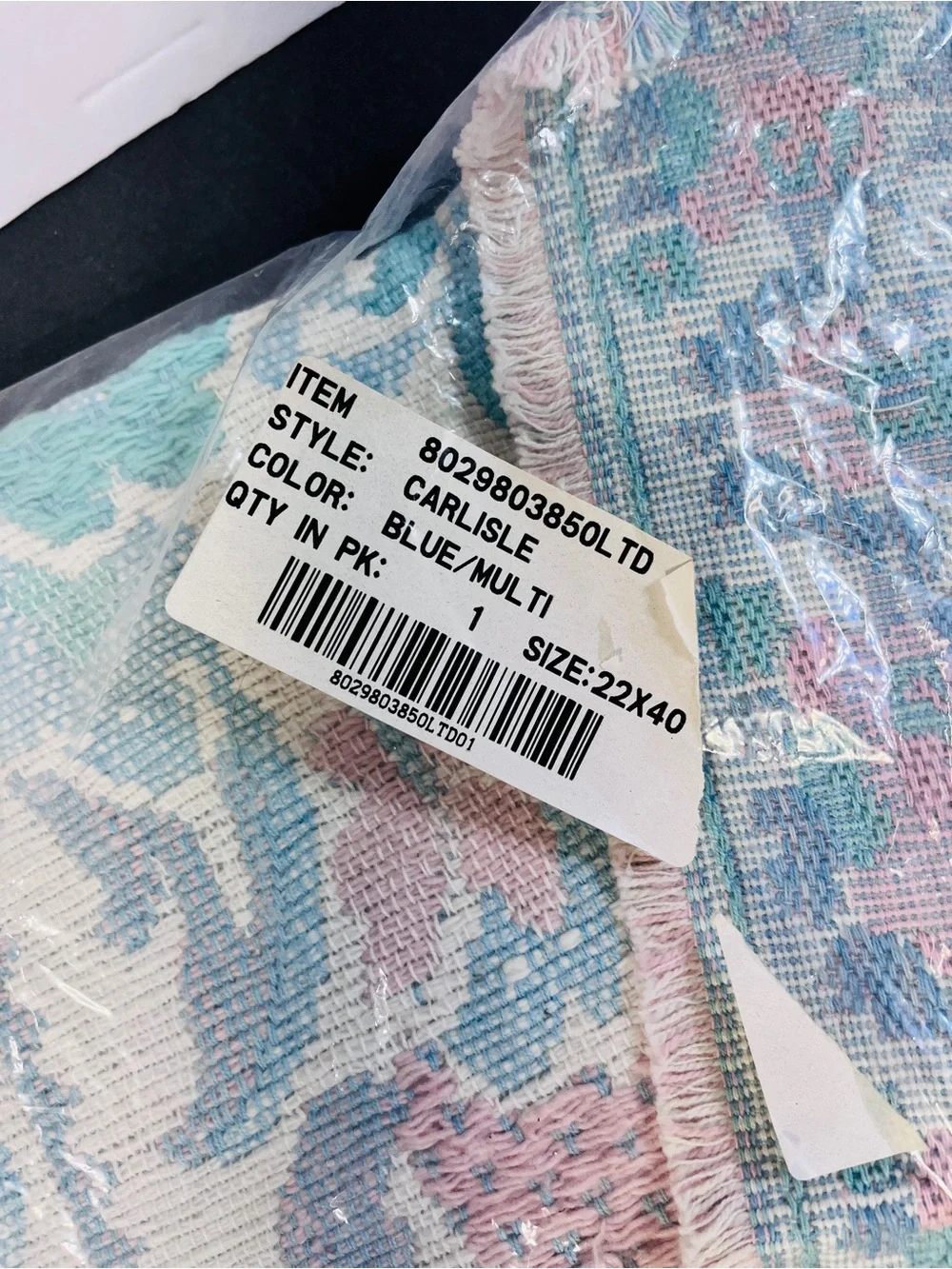 New Pastel Floral Woven 22 x 40 Throw Rug - Aqua & Pink and Placemat